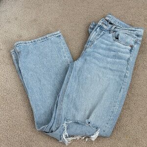 Classic Light Blue Women's Jeans, rip at both knees